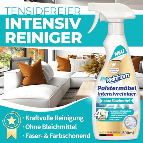 REINHORN Polsterreiniger mit Molekularbrecher ohne Wiederverschmutzung durch Tensidfreie Formel - Spezial Intensivreiniger für Textilien und Leder - Reiniger für Sofa, Couch, Auto, Polster, Teppich