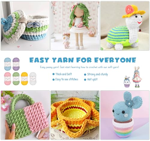 ilauke Thick & Bulky Cotton Yarn - 6x50g, Easy Knitting & Crochet, No Split, Colourful - Image 7