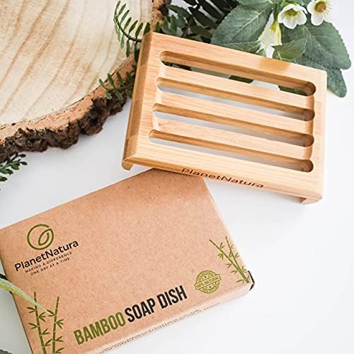 PlanetNatura Bamboo Soap Dish | Bamboo Soap Tray | Eco Product, Eco Friendly Gift Natural Wooden Bamboo Soap Dish Storage Holder Soap Holder for Bathroom Shower Soap Dish Container Hand Craft for Soap