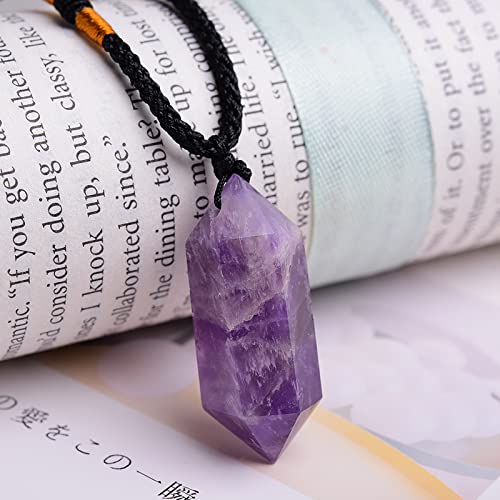 Bijoux cadeaux pour femmes ou hommes : pendentif en cristal naturel améthystes KELIEQA