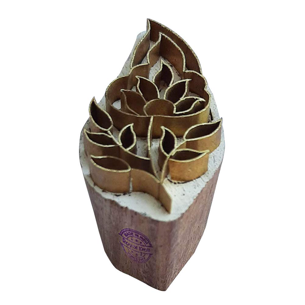 Royal Kraft Floral Brass Wooden Stamps for Block Printing on Clay, Pottery, Fabric Btag127