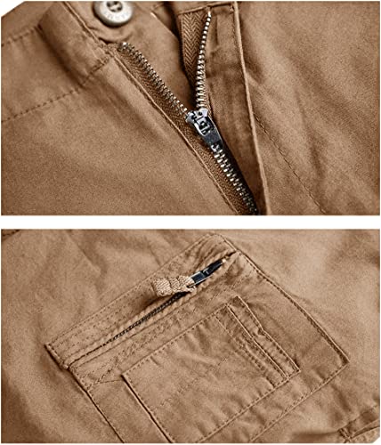 Foto von MAGCOMSEN Arbeitshosen Männer Stretch Cargohose Herren Chino Outdoorhose Military Radhose Combats Hose mit Zip Taschen Jagdbekleidung Baumwolle Wanderhose Braun 38