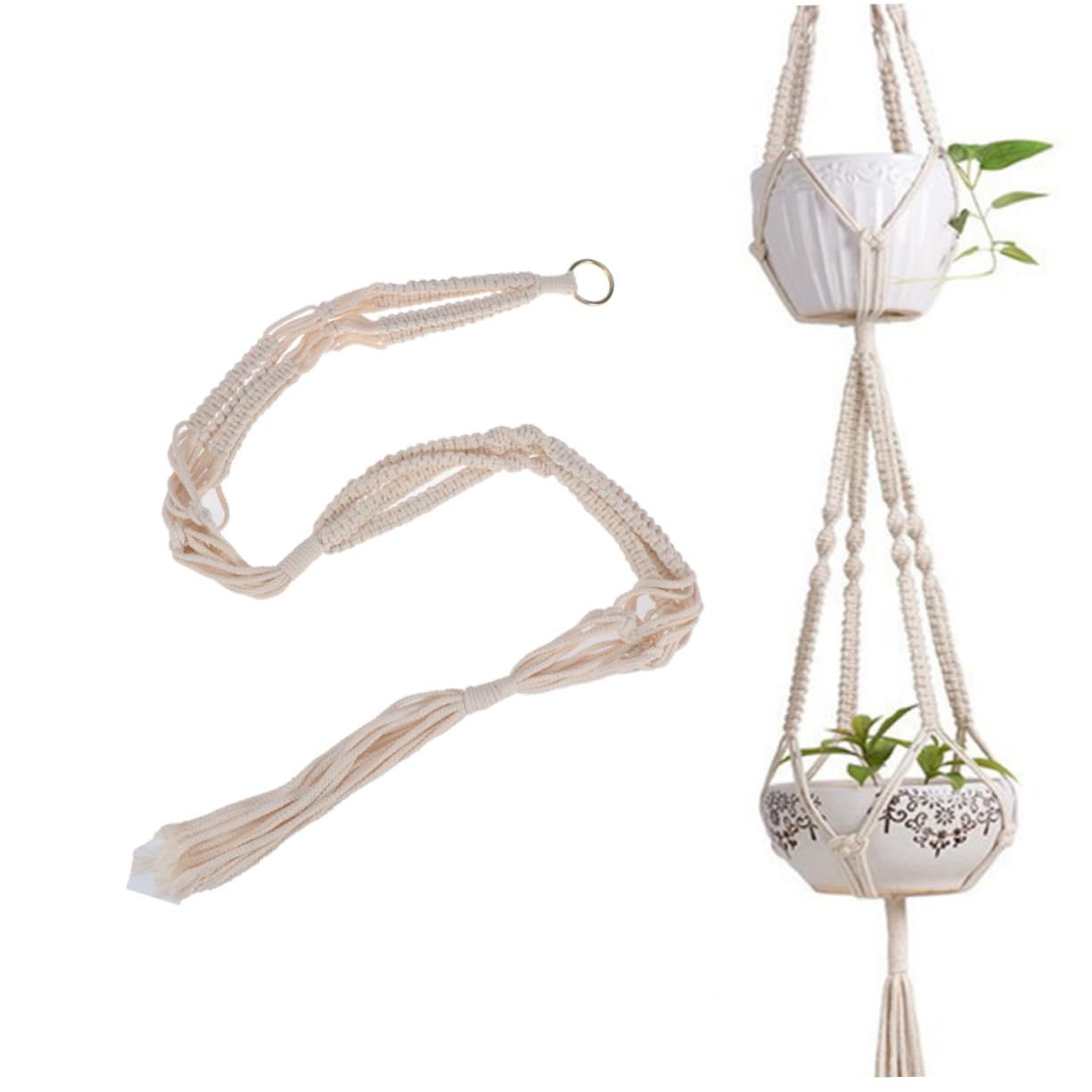 INOOMP 2 Eleganti Ganci Per Piante in Cotone Macramè Decorazione Da Parete Per La Casa Per Esterni Ganci Per Soffitti E Vasi.