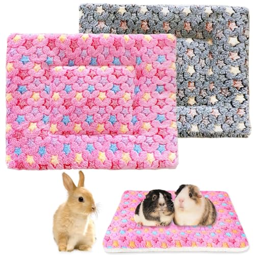 Pluvyze 2 Stück 32 * 25CM Kaninchen Bett,Meerschweinchen Bett,Kaninchen Zubehör,Meerschweinchen Zubehör,Katzen Decken Warme Flauschige Plüschbett