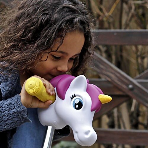 Scootaheadz Unicorn: Kids Scooter Accessories | Scootaheadz Scooter Unicorn Head | White And Pink | Fits Most Childrens 2 Wheeled and 3 Wheeled Scooters | T-Bar Handle Scooter Unicorn Head for Girls