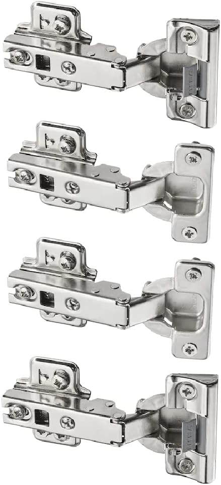 I-K-E-AKOMPLEMENT Soft Closing Door Hinges with Damper Kitchen Home Cabinet Wardrobe Closing Opener Hinges Heavy Duty (Fits Pax) - Set of 4 + Free TSA Shoe Bag, Silver