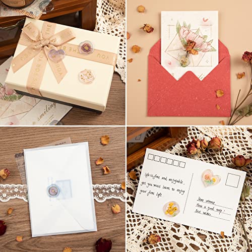 Alkalo Transparent Gradient Wax Seal Stickers 108 Pcs Self- Adhesive Wax Seals Decorative Stamp Stickers Envelope Stickers Clear Crystal For Wedding Invitation Envelopes Craft Scrapbook Decoration #TOP3