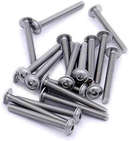 M6 (6mm x 35mm) Flanged Hex Socket Button Machine Screw (Bolt) - Stainless Steel (A2) (Pack of 20)