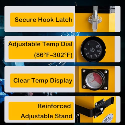 22LB Portable Welding Rod Oven, 110V Adjustable Temperature Electrode Oven 80–300°F, Dry Stick Welding Rod Storage with Handle & Safety Locking Latch, for 19 Inch Low Hydrogen & 7018 Welding Rods by Oakwonder - Image 5