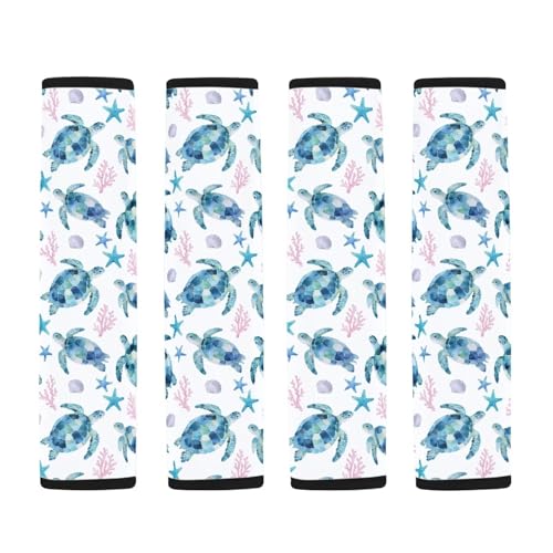 Image of AFPANQZ Turtle Starfish Print Seat Belt Pads Covers Universal Fit for Truck Vans Sedans SUVs Safety Seatbelt Pad Cushion Comfortable Driving Car Seats Accessories