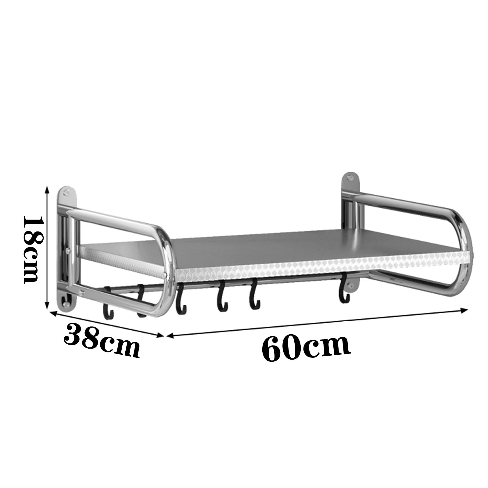 HJXGQJM Acero Inoxidable Soporte For Microondas, Soporte For Microondas En La Pared, Estante De Horno De Microondas Estante De Frasco De Especias Estante de Microondas(60x38cm)