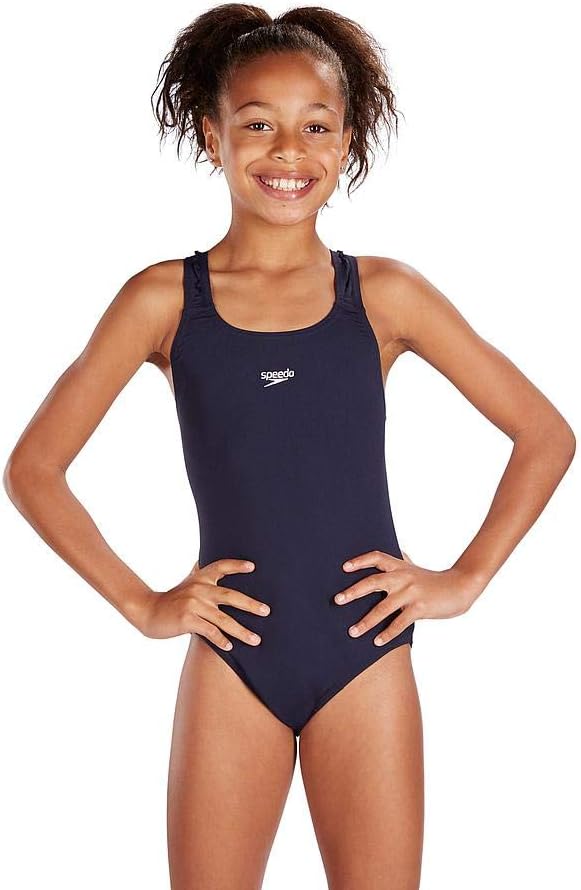 Girls' Essential Endurance + Medalist' Swimsuit, Neon Blue, 30 (Age 11-12)