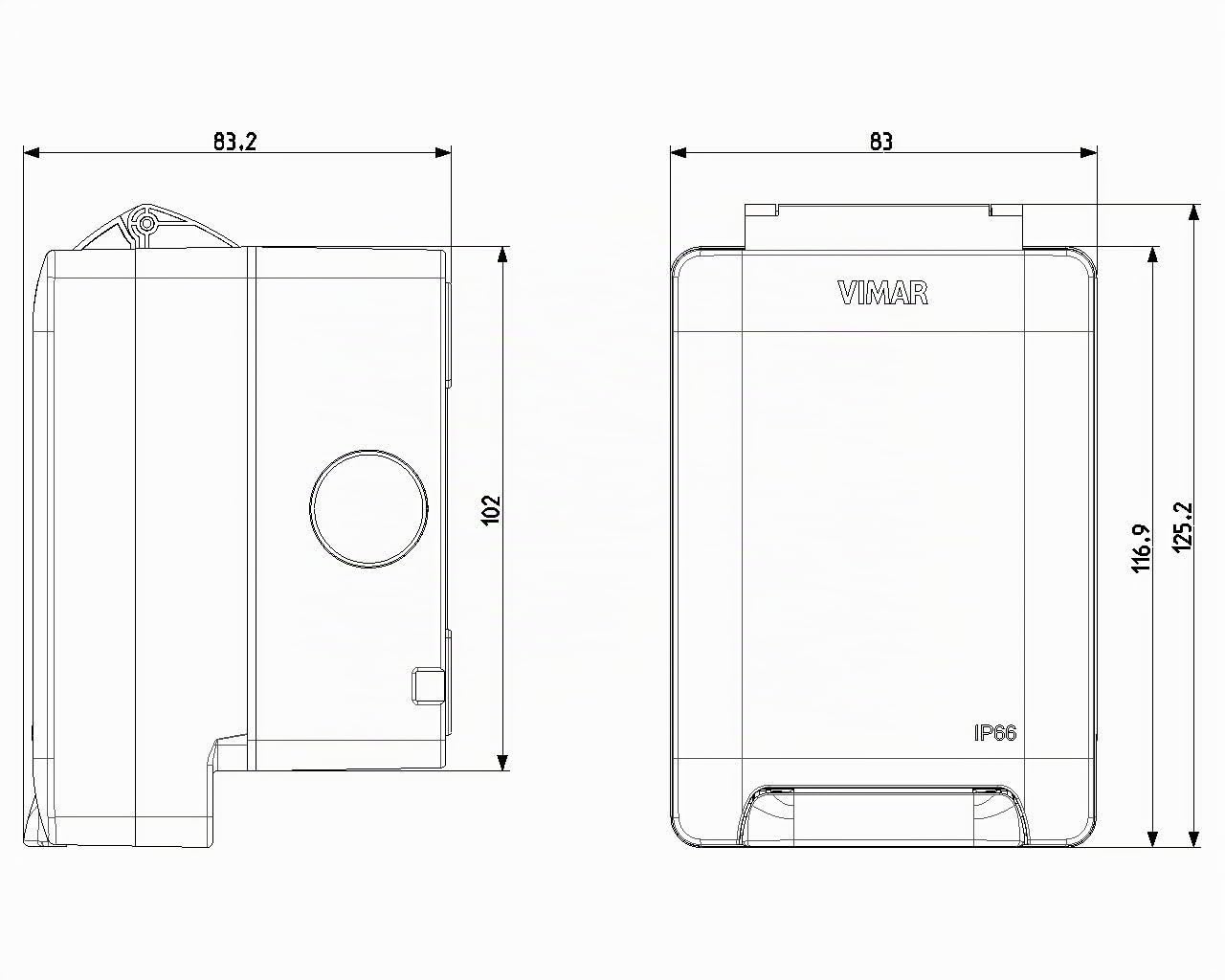 Vimar Plana - 14962 - Contenitore IP66 a spina inserita 2M