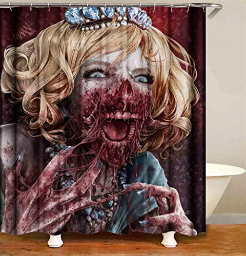 Cortinas De Ducha Terror Cortinas Ducha 100% Poliéster 150X180 Cm Antimoho Impermeable Lavable con 12 Anillos Decoración De Baño Ideal