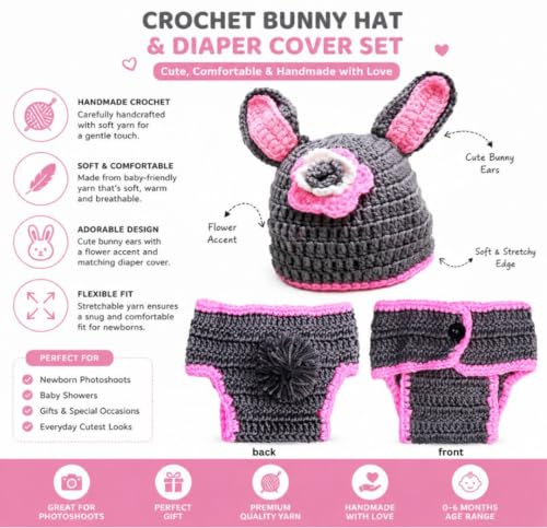 Image of BabyMoon ( SET OF 2 Baby Rabbit Designer Crochet Clothing /Best Costume /Photography Props /Best