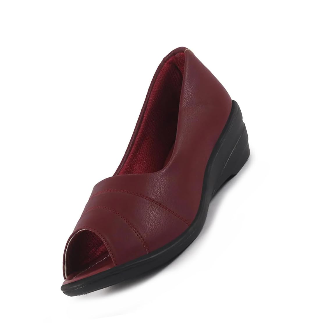 fausto Women Elegant Peep Toe Platform Wedge Heel Ballet | Formal Dress Ballerina Shoes | Office Open Toe Sandal | Anti Skid Sole-picture-17