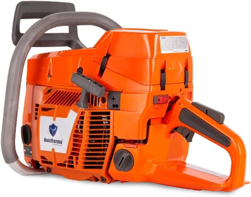 93.6cc Holzfforma G395 Gasoline Chain Saw Power Head Full Orange 56mm Bore With 36 Inch Bar and Chain Combo Compatible With Husqvarna 394 395 394 395 Chainsaw