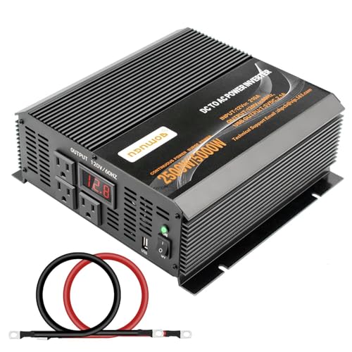 Image of MKLIHFD 3000W Inverter 12V DC to 110V AC Converter for Home, RV, Truck, Off-Grid Solar Power Inverter with Built-in 5V/2.1A USB, AC Hardwire Port, Remote Controlle(2500W)