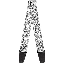 Buckle-down Sangle de guitare – Zebra 2 Blanc – 5,1 cm de large – 29–137,2 cm de long - Les Beatles, Paul McCartney, John Lennon, RIngo Starr, George Harrison
