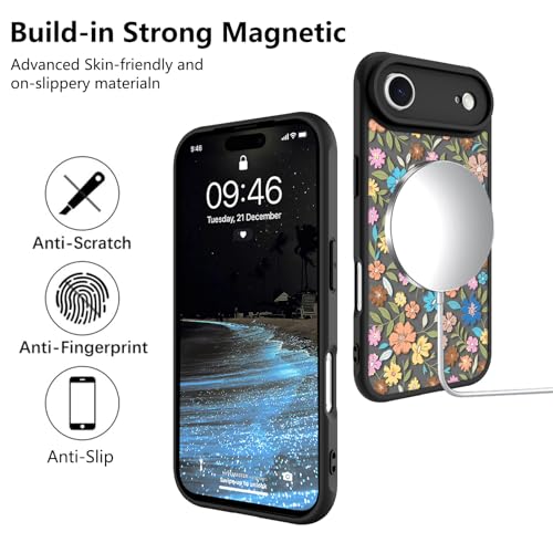 Image of KANGHAR Case Compatible with iPhone Air Flower Pattern | [Compatible with Magsafe] Cute Colorful Blooming Florals Protective Magnetic Case for Girls Women 6.5 inch