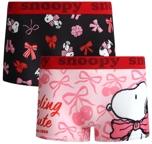 COCO BRANDS Peanuts Snoopy Womens Boyshorts Underwear - 2 Pack Soft Seamless Womens Boy Shorts...
