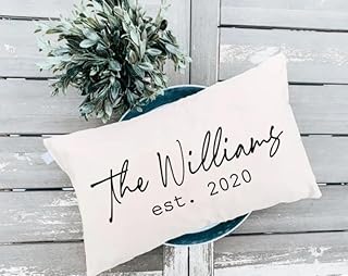 Personalized Family Name Pillow with Established Date, Decorative Throw Pillow, 12x20 inches, Housewarming Gift