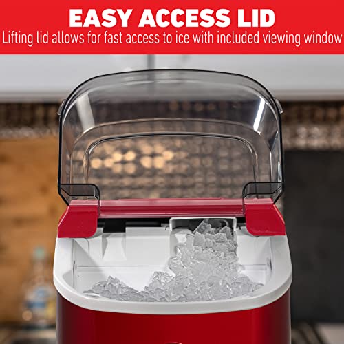 Deco Chef 33LB Per Day Countertop Ice Maker, 1-Click Automatic Operation, Self-Cleaning, Chewable Soft Nugget Ice, Red Stainless - Thumbnail 6
