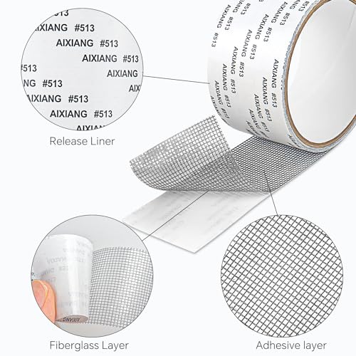 Baroce Fliegengitter Reparatur Klebeband, 2 Rollen Reparaturband für Moskitonetz 5cm x 2m Stark Haftender Insektenschutz Fenster Fliegengitter Reparatur Set für Reparaturlöcher Flicken
