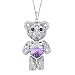 EleQueen Women's Silver-tone Love Heart Bear Pendant Necklace Adorned with Swarovski Crystals