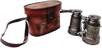 Nautical Antique Marine Binocular with Leather Case Rustic Vintage Home Decor Gifts