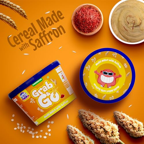 Image of Bebe Burp Travel Pack Grab & Go | Multi Millet with Saffron| No Preservatives No Salt | Lightly Sweetened with Date Powder | Made with Ragi,Jowar and Oats 30gm each (Pack of 4) | 120gms