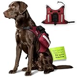 Pet Get Hundegeschirr mit abnehmbaren Taschen / Schwarz (Bordeaux Rot)