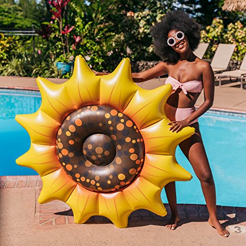 Get Ready For Summer Fun With Poolcandy's Inflatable Sunflower Island Pool Float - Perfect For Parties And Relaxation. The Ultimate Swimming Pool Inflatable Toy. #TOP4