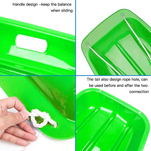 Soosi Plastic Snow Sleds For Kids,35”Snow Sled Toddler Sled Toboggan Sled Sleds For Toddlers Kids Sleds For Snow With 2 Handles And Pull Ropes For Outdoor Winter Slider Downhill Blue Green Pink #TOP6