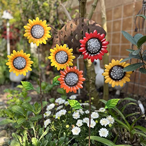 Image of Metal Flowers for Outside, 2 Pack Sunflower Garden Stakes | 29.5-Inch Metal Decorative Garden Stakes with Shaking Head Yard Art Decorations for Outdoor Garden Porch &Lawn Ornaments