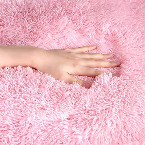 Image of Hand Woven Braided Carpet Rugs|Round Traditional Spiral Design Polyester Blend Door Mat|Mat for Bedroom,Living Room,Dining Room,Guest Room (Pink, 6 X 6 Feet)