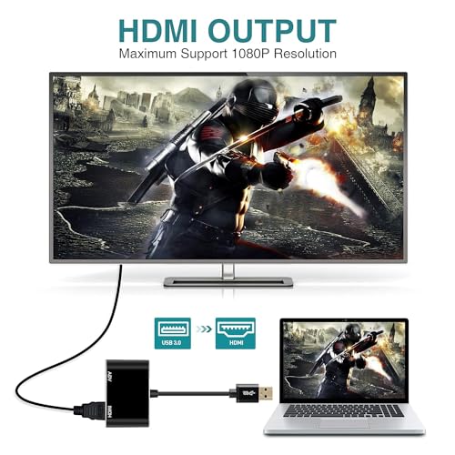 Image of USB HUB USB3.0 to VGA HDMI Adapter Converter, USB to HDMI VGA Adapter Support HDMI VGA Sync Output 1080p Compatible with Windows 7 /8 /8.1 /10 Video Adapter Converter (USB to HDMI /VGA Adapter HUB)