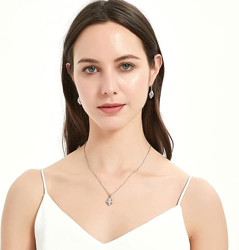 Miniatura 5 de BERRICLE Collar con colgante de plata de ley con circonita cúbica de corte ovalado para mujer, chapado en rodio, Plata esterlina, Circonia cúbica