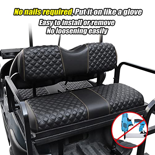 Roykaw Golf Cart Rear Seat Cover For Ezgo Club Car Yamaha, Back Seat Cover For Common Seat Cushion Aftermarket Rear Seat Kit, No Stapler Required #TOP1