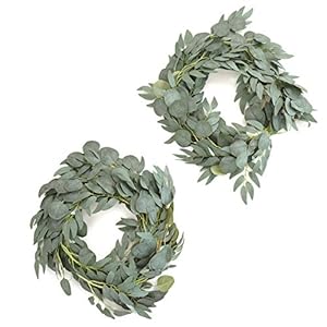 Lings Moment Artificial Eucalyptus and Willow Greenery Garlands 59ft 2pcs Fake Vines for Wedding Table RunnerArchEnter Aisle Hanging Decorations