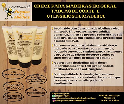 Cera de Abelha + Óleo Mineral grau USP para proteção de Madeiras - Tábuas de Corte Carne e Bambu - K