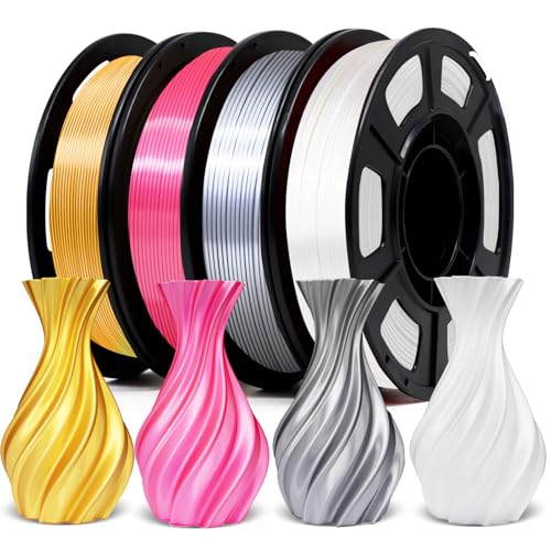 YOUSU 3D Printer Filament Bundle Multicolor PLA Filament 1.75mm Silk PLA Filament 4 Color Pack 4x250g (Gold, Silver, Pink, White) Shiny PLA Filament for 3D Printer & 3D Pen. YOUSU 3D Printer Filament Bundle Multicolor PLA Filament 1.75mm Silk PLA Filament 4 Color Pack 4x250g (Gold, Silver, Pink, White) Shiny PLA Filament for 3D Printer & 3D Pen.