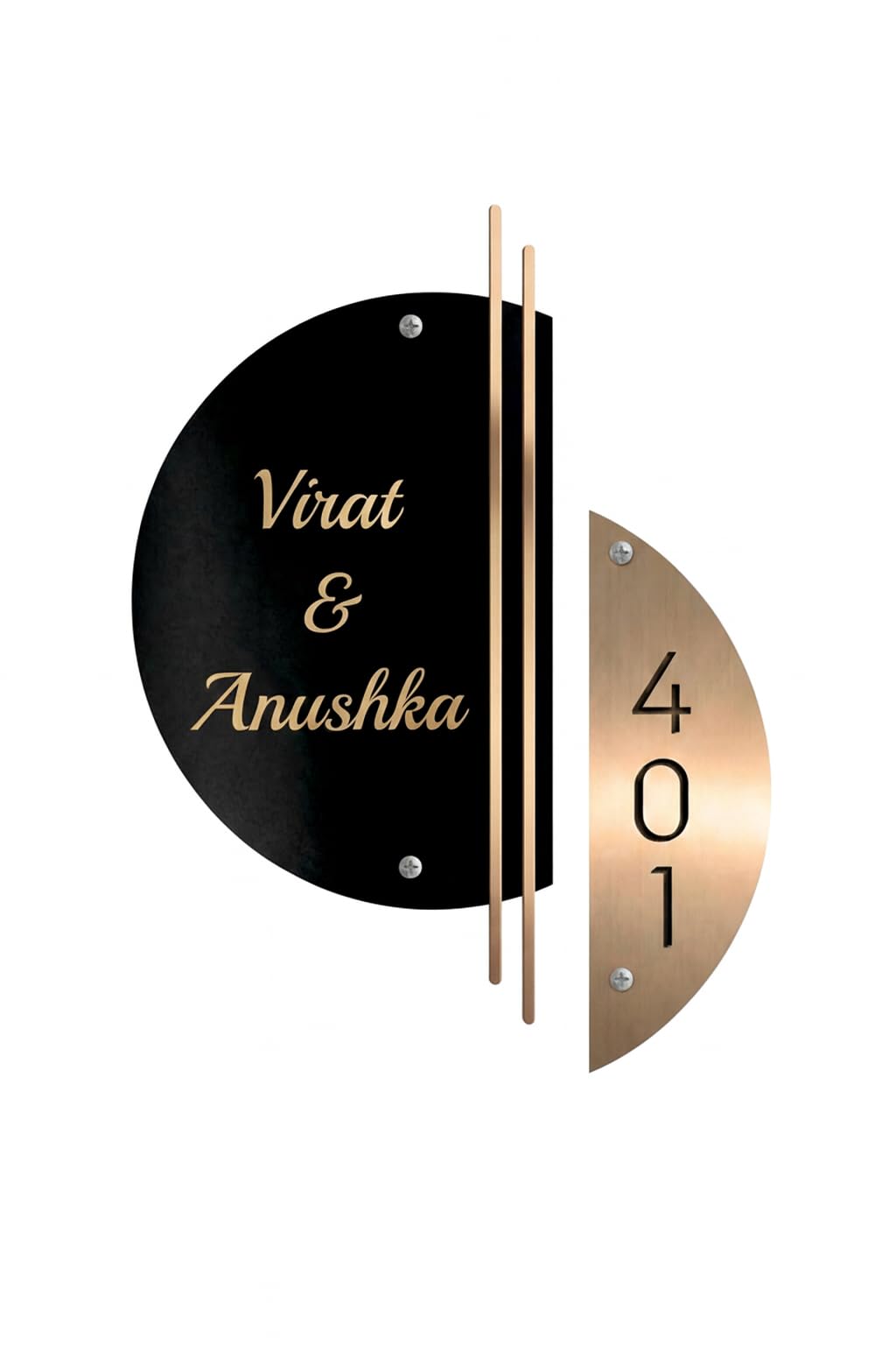 Modern Acrylic Home Name Plate for Main Door | Customized Text & Flat Number | Premium Black–Gold Designer House Signage for Flats, Apartments & Villas 30×30cm-picture-11