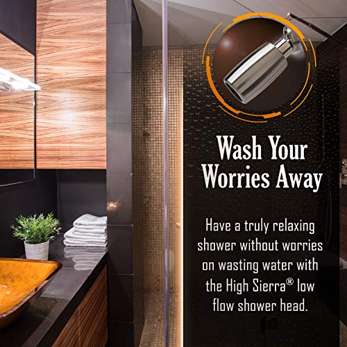 High Sierra's All Metal 1.5 GPM High Efficiency Low Flow Showerhead. Available in: Chrome, BRUSHED NICKEL, Oil Rubbed Bronze, or Polished Brass