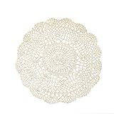 Tischset mit Vintage-Spitze, handgehäkelte Deckchen, runder Tischuntersetzer, hohl, dekorative Tischabdeckung, Hochzeit, Festival, Tischdekoration, Beige, kreative und exquisite Verarbeitung