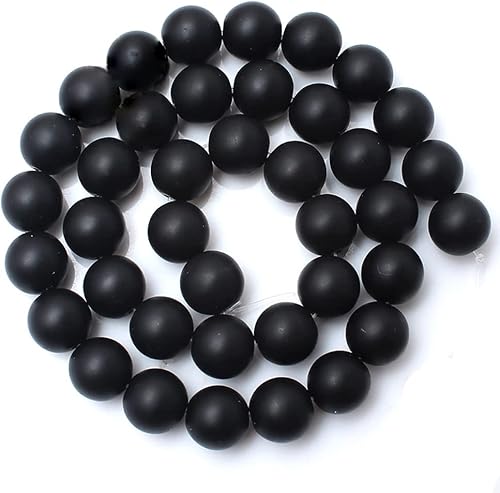 Miniatura 7 de Yochus 60 cuentas de piedras preciosas de ónix negro mate natural, 0.236 pulgadas (0.236 in), cuentas redondas sueltas para hacer joyas, aretes,