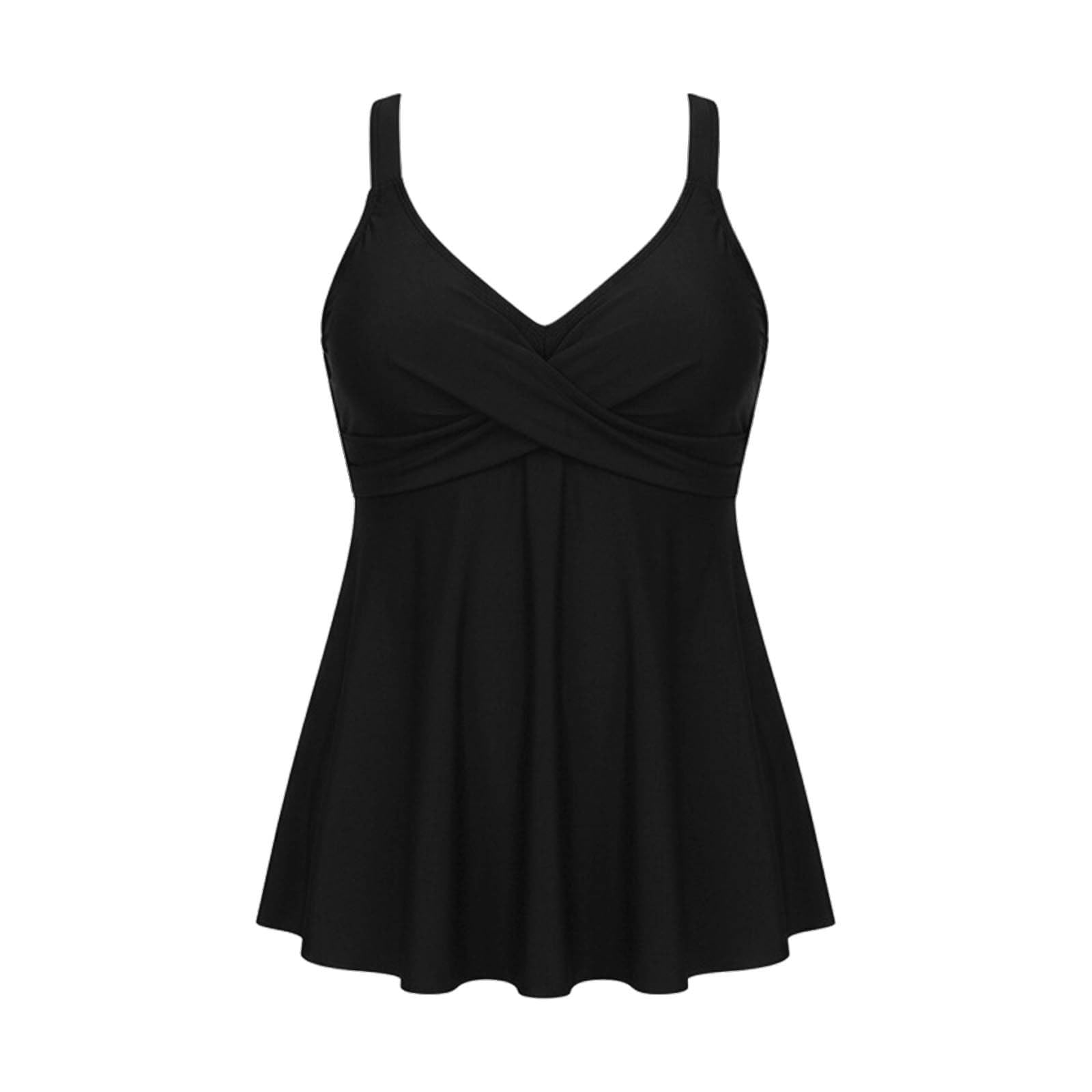 Generico Top Tankini con Ferretto, Costume da Bagno Ampio, Push-up, Senza Slip Costume Due Pezzi Donna Curvy Tankini Mare Piscina Olimpionico