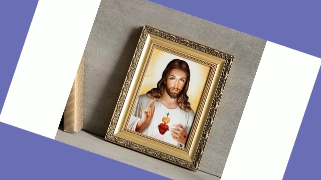 Impression Sur Toile Décoration Chrétienne - 40x60cm - Motif Cœur Sacré - Pour Salon Ou Chambre