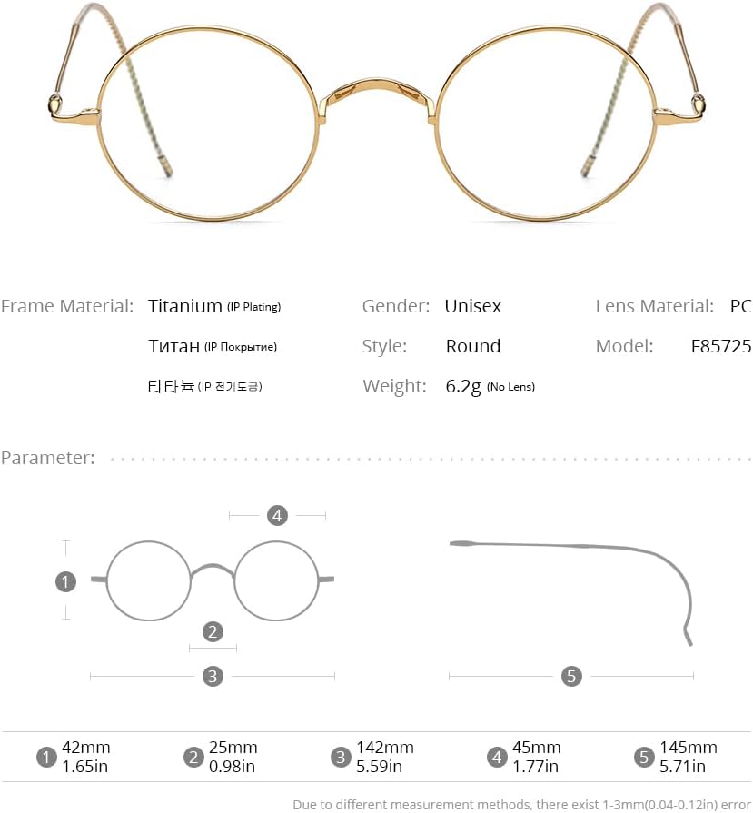FONEX Titanium Glasses Frame Men,Vintage Retro Round Ultralight Optical Eyeglasses Women Vintage Eyewear - Image 5