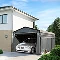EROMMY 8x14 ft Heavy Duty Carport, Black, Outdoor Storage Shelter with Metal Frame & Vents, Portable Garage Shed for Bikes, Motorcycles, ATV Car and Outdoor Tools